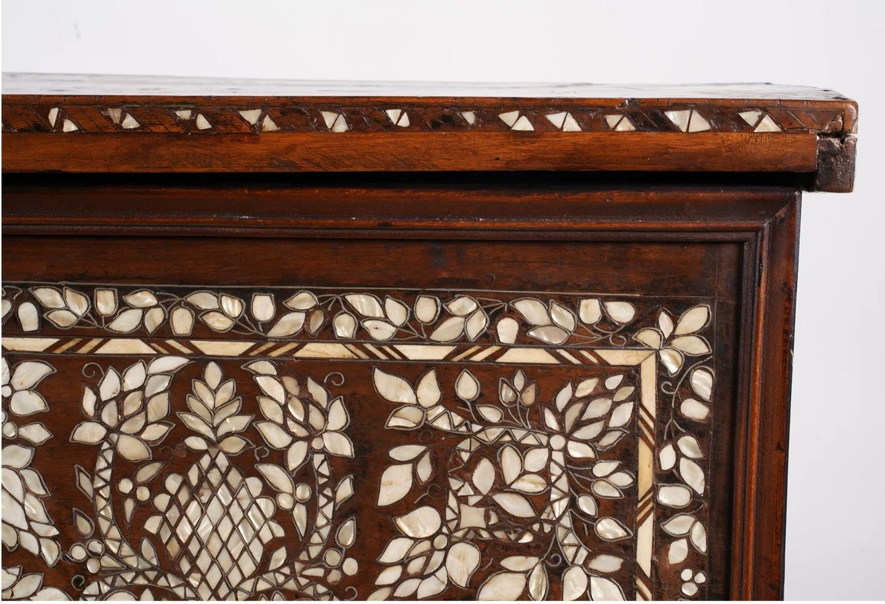 Antique Syrian Mother of Pearl Inlay Wedding Trunk