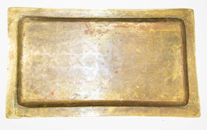 1940s Moroccan Brass Tray Rectangular Shape Polished Gold Brass Serving Platter