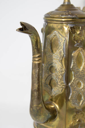 Antique Moroccan Moorish Style Middle Eastern Islamic Brass Coffee Pot