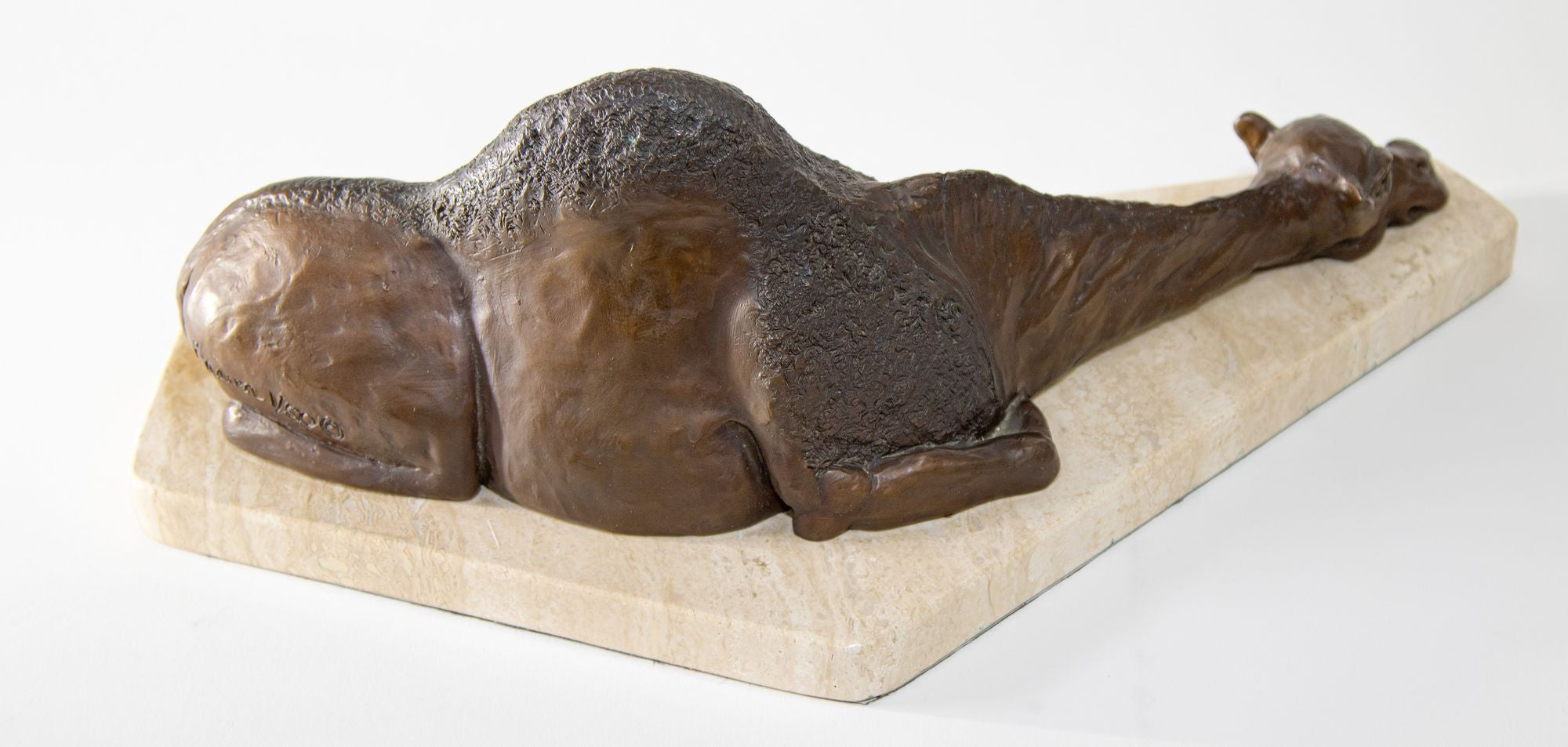 Bronze Resting Camel Sculpture on Marble Stand French School