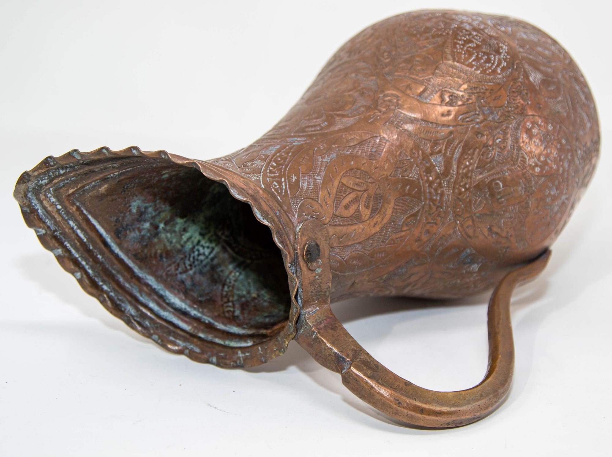 Islamic Persian Copper Pitcher Antique 19th Century Middle Eastern Ewer