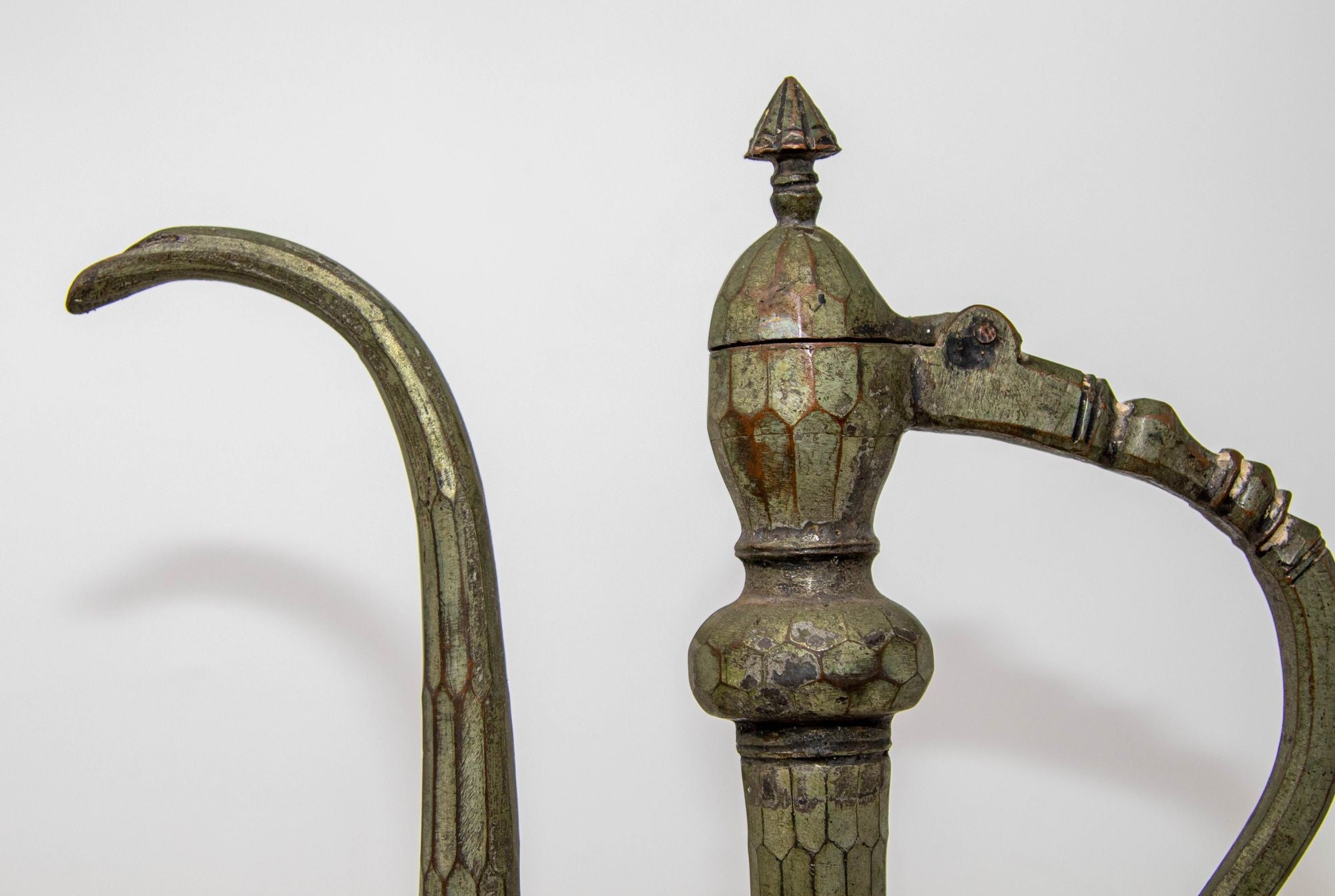 Antique Islamic Middle Eastern Qajar Persian Tinned Metal Ewer 19th Century