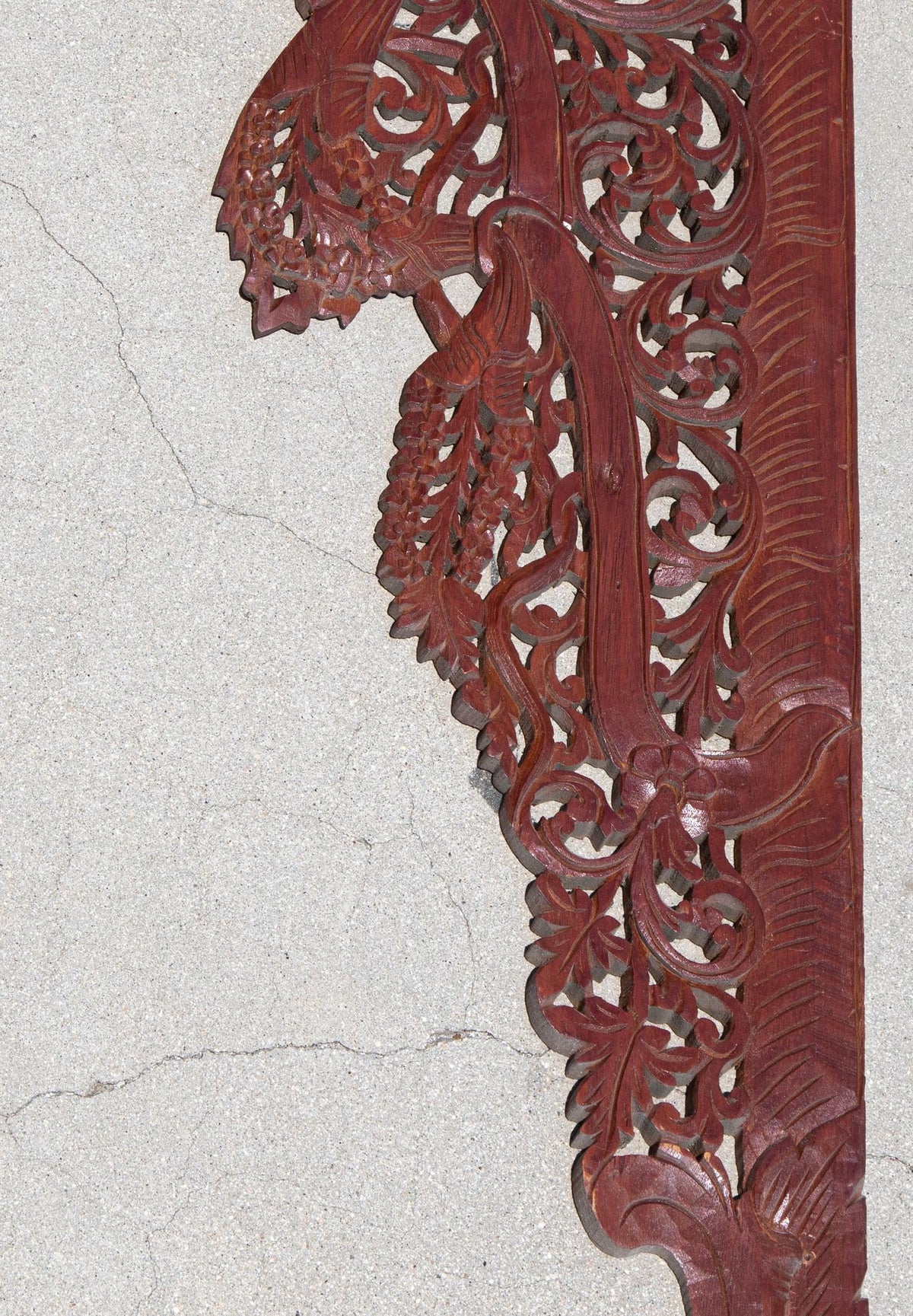 Antique Hand-Carved Teak Wood Arched Asian Wall Panel, Moorish Design, 1940