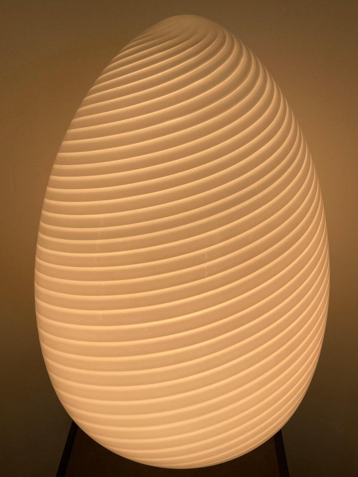Oversized Vetri Murano White Swirl Glass Egg Table or Floor Lamp, 1970s — detail view 12