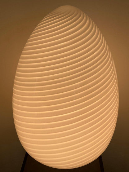 Oversized Vetri Murano White Swirl Glass Egg Table or Floor Lamp, 1970s — detail view 12