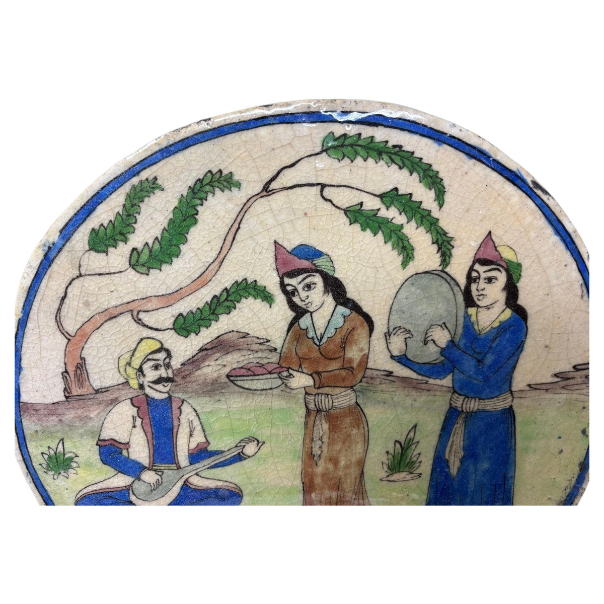 Antique Persian Qajar Ceramic Tile, Hand-Crafted, Islamic Style, 1880 — additional view 2