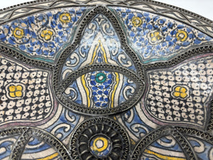 Antique Moroccan Moorish Handcrafted Ceramic Bowl Dish from Fez