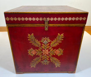 Moroccan Hand Painted Decorative Storage Trunk Chest Side Table