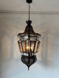 Moroccan Vintage Moorish Hanging Glass Light Fixtures A Pair