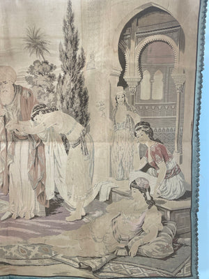 Moorish Tapestry with a 19th Century Orientalist Arabian Scene