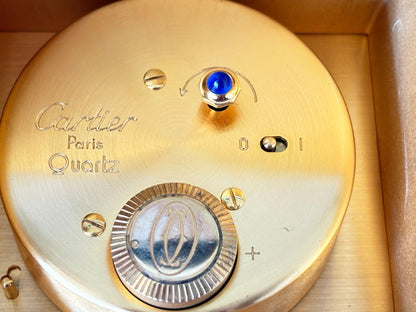 Cartier Paris Accordion Clock with Date and White Roman Numeral Dial Circa 1980 — detail view 12
