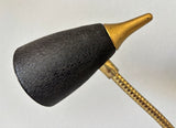 Mid-Century Modern Brass Gooseneck Desk Lamp, Black & Gold, USA, circa 1950s