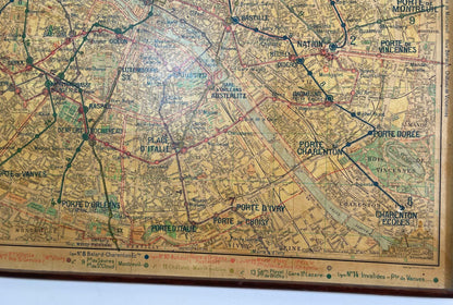 Vintage Paris Metro Map Print, Framed Mid-20th Century Artwork — additional view 9