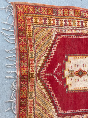 Moroccan Vintage Boujad Berber Tribal Rug 1960s