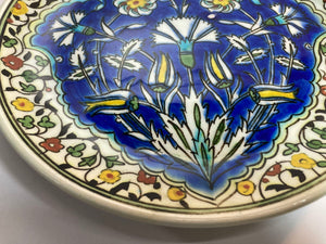 Turkish Ceramic Plate with Hand-painted Iznik Floral Design 1950s