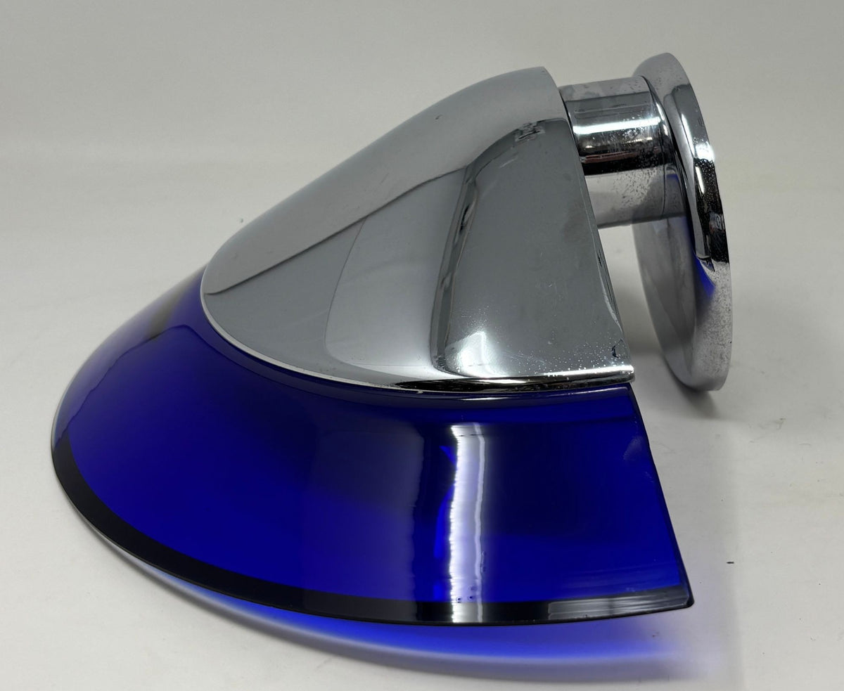 Postmodern Italian Cobalt Blue Murano Glass & Chrome Wall Sconce, 1980s 1 of 7