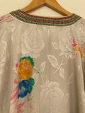 Vintage Moroccan Kaftan White Floral Design Circa 1970
