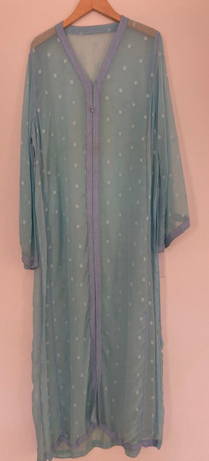Vintage Moroccan Kaftan in Turquoise Cheer Fabric
