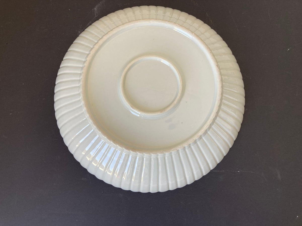 Chinese Asian White Ceramic Platter Bowl Scalloped Huge Heavy 17 in. D. — additional view 9