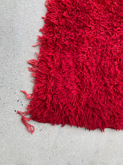 Vintage Moroccan Berber "Bed of Roses" Red Wool Rug, Handwoven, 1960s