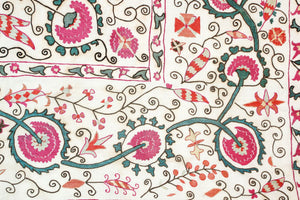 19th C. Suzani Bukhara Uzbekistan Antique Embroidered Islamic Art Textile Susani