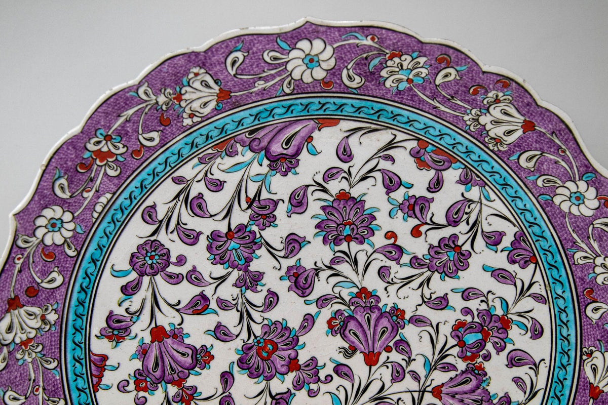 Turkish Kütahya Pottery Hand Painted Wall Hanging Plate with Iznik Pattern 1950s — additional view 9