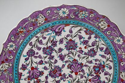 Turkish Kütahya Pottery Hand Painted Wall Hanging Plate with Iznik Pattern 1950s — additional view 9