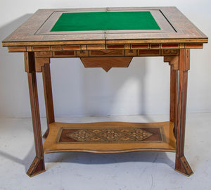 Moroccan Inlaid Card Chess Backgammon Game Table 1950