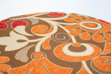 Vintage Moroccan Round Pouf Ottoman in 1970s Psychedelic Floral Velvet