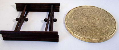 Moorish Islamic Brass Tray Table, Handcrafted in Spain, 1920s Design