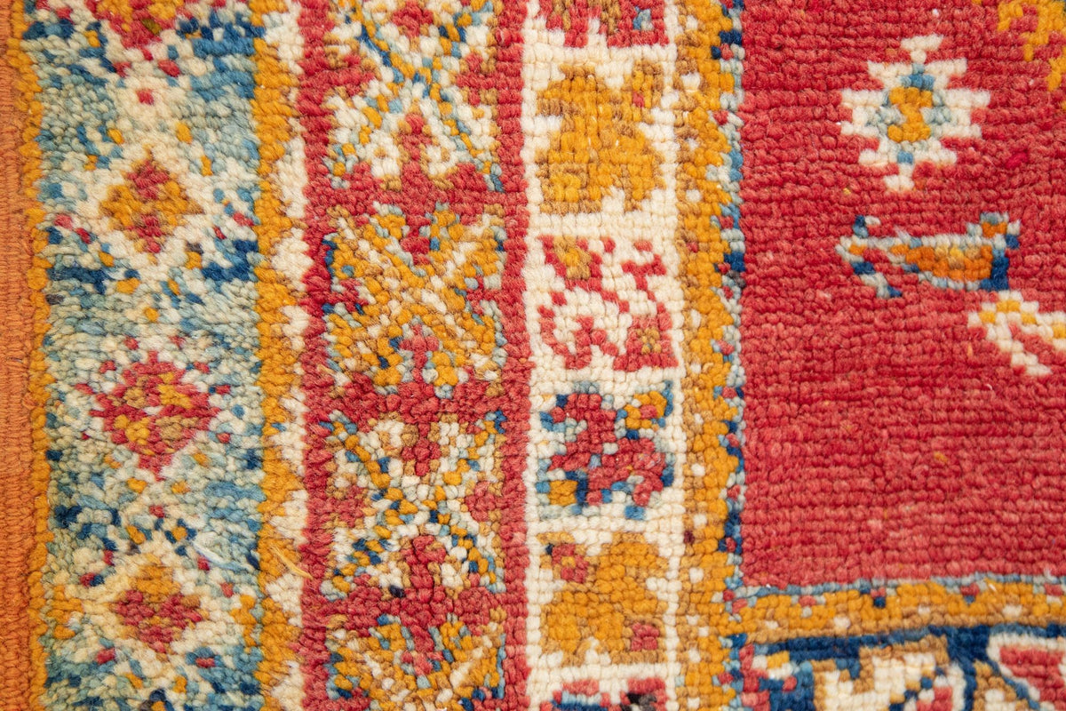 Vintage Moroccan Boujad Berber Rug, Hand-Knotted Wool, Folk Art, 1960s