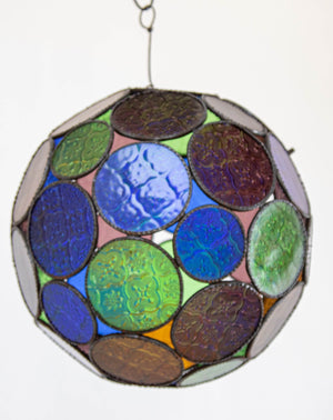 Vintage Large Moroccan Moorish Multi-Color Glass Orb Lantern