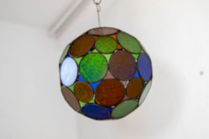 Vintage Moroccan Multi-Color Glass Orb Lantern Moorish Style