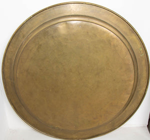 Antique Oversized Round Moroccan Polished Brass Tray Platter 19th C.
