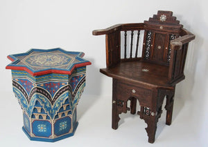 Moroccan Moorish Star Shape Blue Side Table 1960s