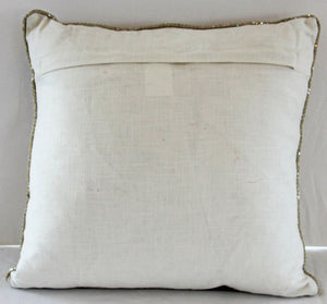 Turkish Moorish Ottoman Style Throw Pillow with Silver Metallic Embroidery