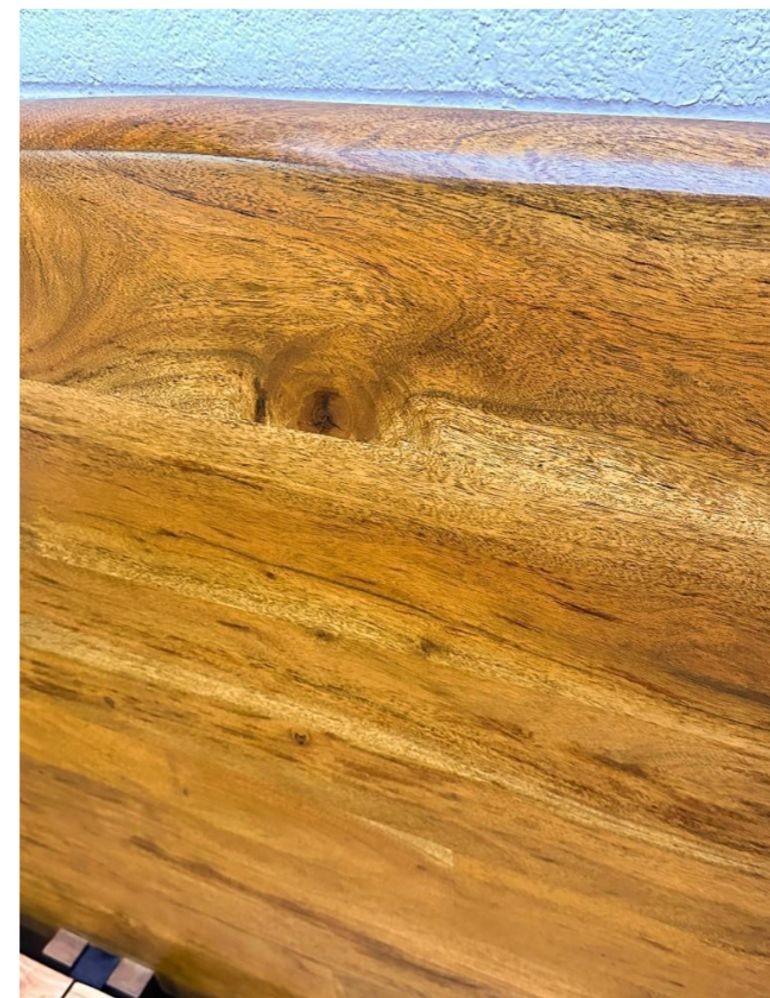American Organic Modern Live-Edge Queen Platform Bed with Brass Inlays — detail view 11