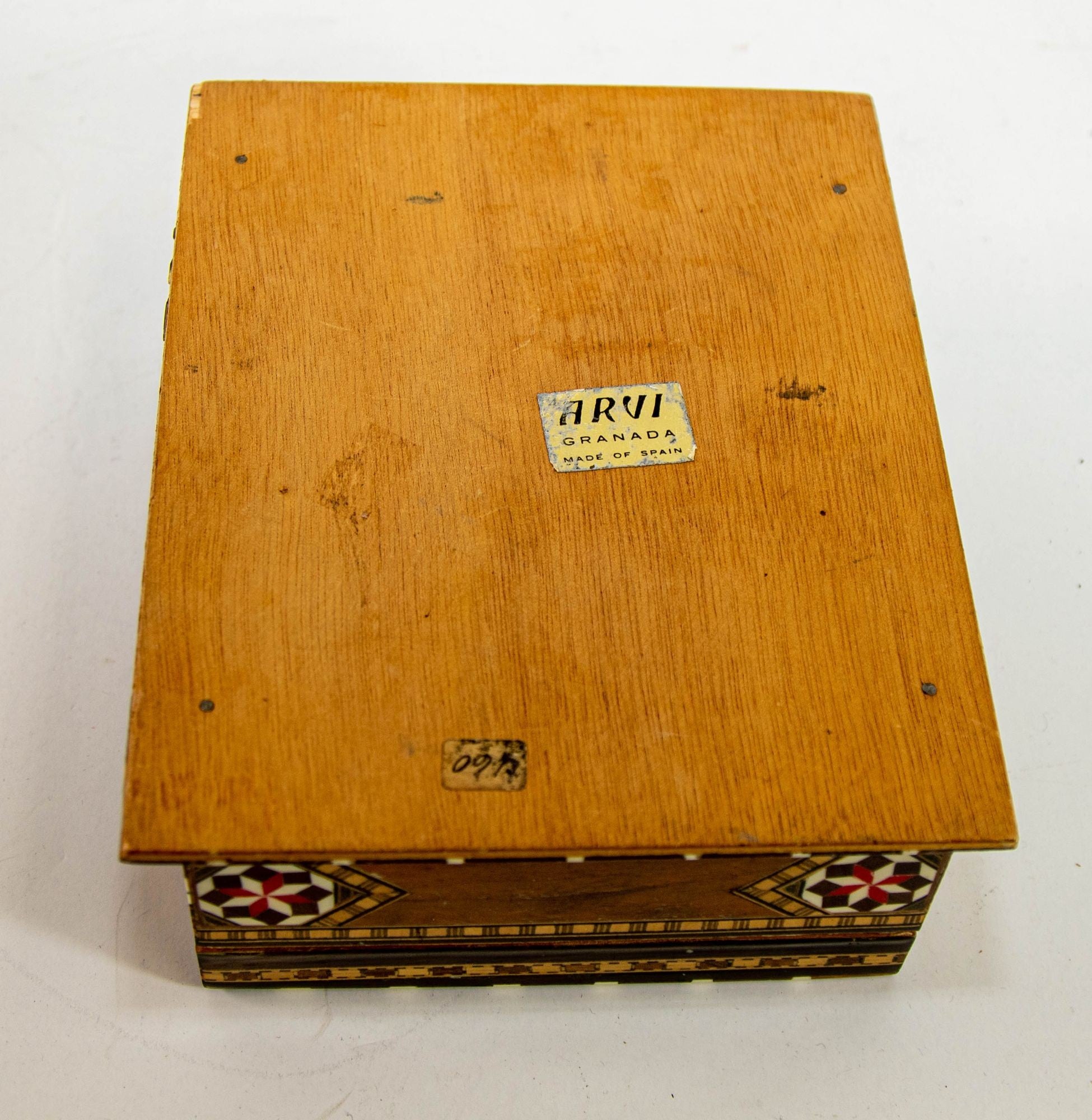 Moorish Wood Box Islamic Marquetry Mosaic Art Granada Spain Khatam Decor 1940s
