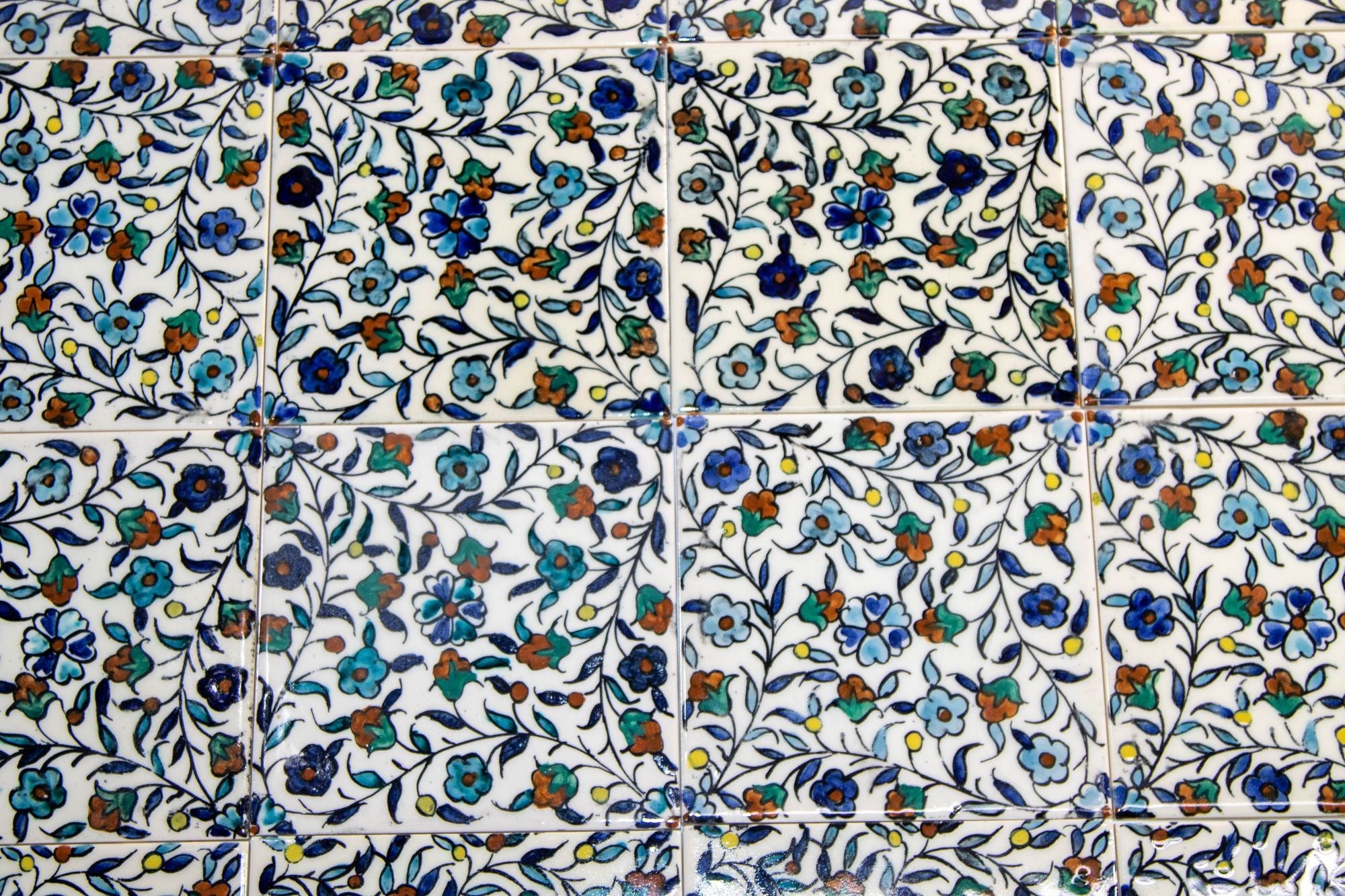 Vintage Iznik Islamic Porcelain Tiles Hand painted Set of 35 Tiles