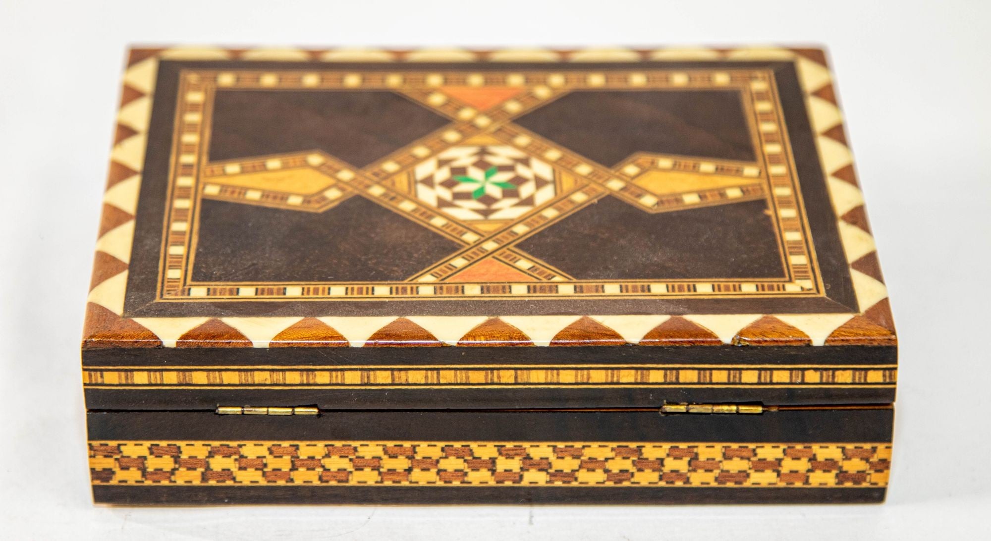 Moorish Spain Inlaid Marquetry Mosaic Box 1950's