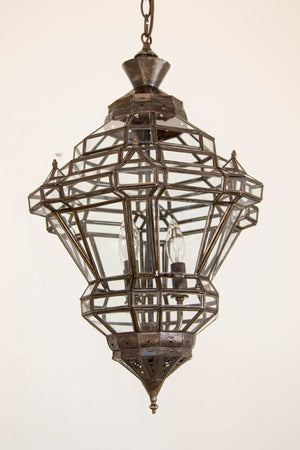 Vintage Moroccan Clear Glass Lantern Moorish Granada Spanish Style