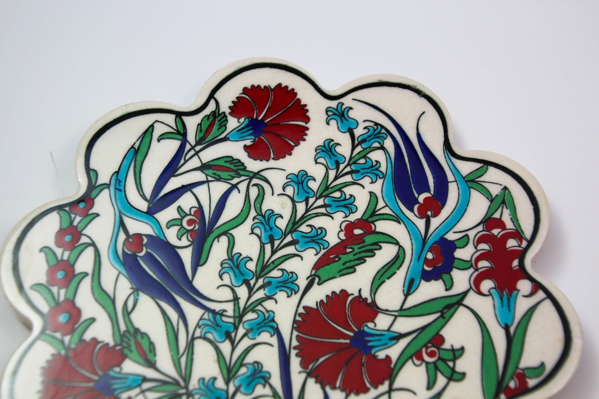 Turkish Iznik Style Ceramic Tiles Set of 3