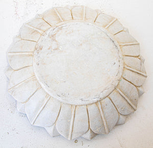 White Marble Open Lotus Flower Shape Large Blow Hand-Carved in India Raj Mughal