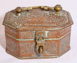 Handcrafted Antique Tinned Copper Metal Betel Box, India