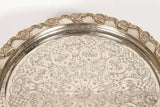 Antique Moroccan Silver-Plated Tea Tray Table on Removable Legs Fez, circa 1920