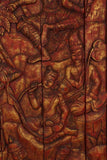 Antique Monumental Asian Hand-Carved Wooden Decorative Mural Panel 8ft