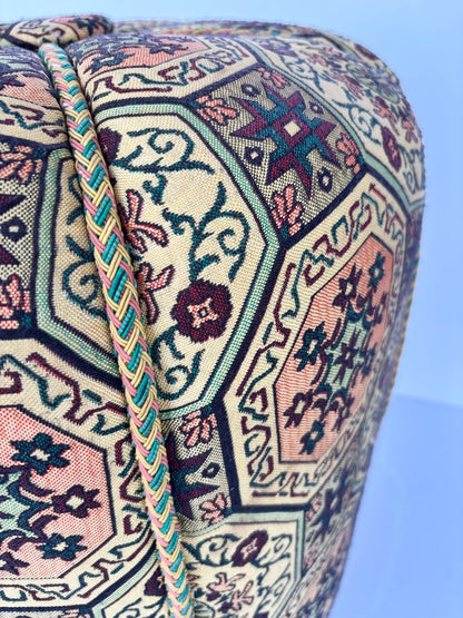Moroccan Pouf Upholstered in Moorish Textile Fabric Stool