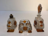 Vintage 1930s Art Deco Karl Palda Crystal Vanity Set of Three Pieces