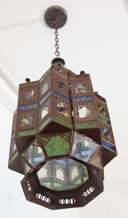 Late 20th Century Moroccan Moorish Hanging Glass Lantern