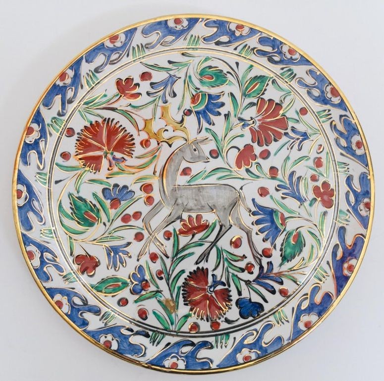 IKaros Hand Painted Carnations and Tulips Decorative Plate Rhodes Greece